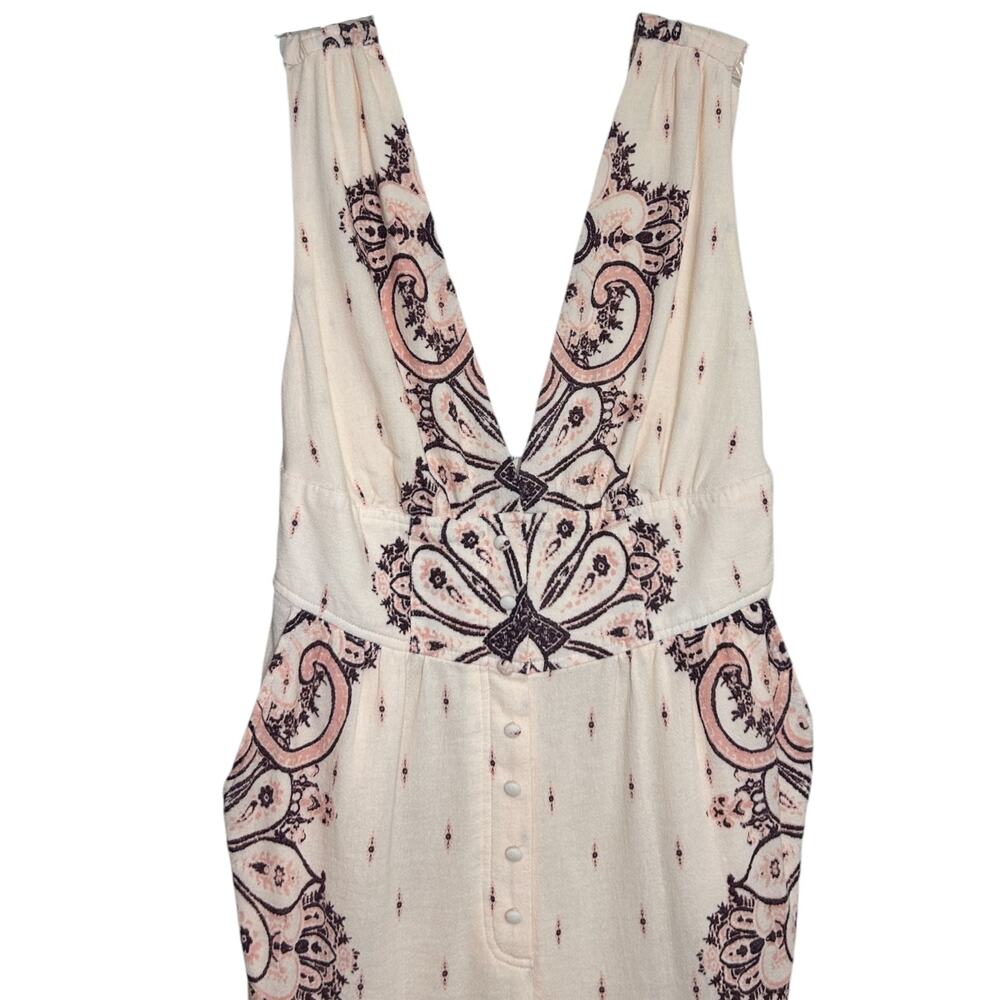 Free People, Women’s ‘Setting Sun’ Printed Jumpsuit, V-Neck, Boho, Pink X-Small - Picture 5 of 10